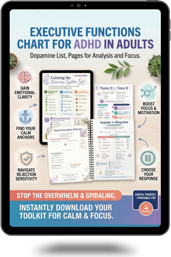 ADHD Executive Function Planner for Adults | Dopamine Menu, Brain Dump & Focus Pages