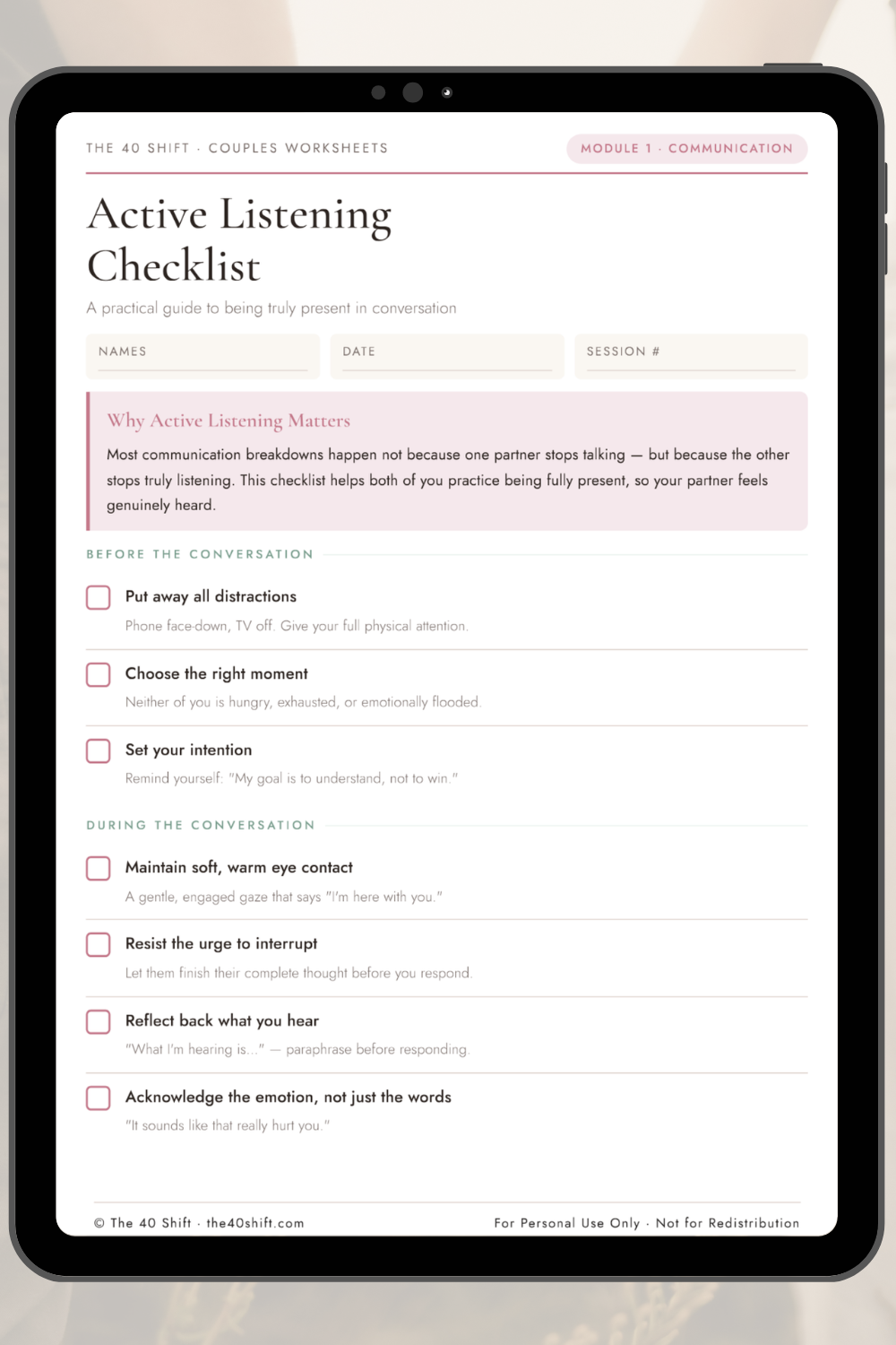 Couples Therapy Worksheets — Complete Bundle