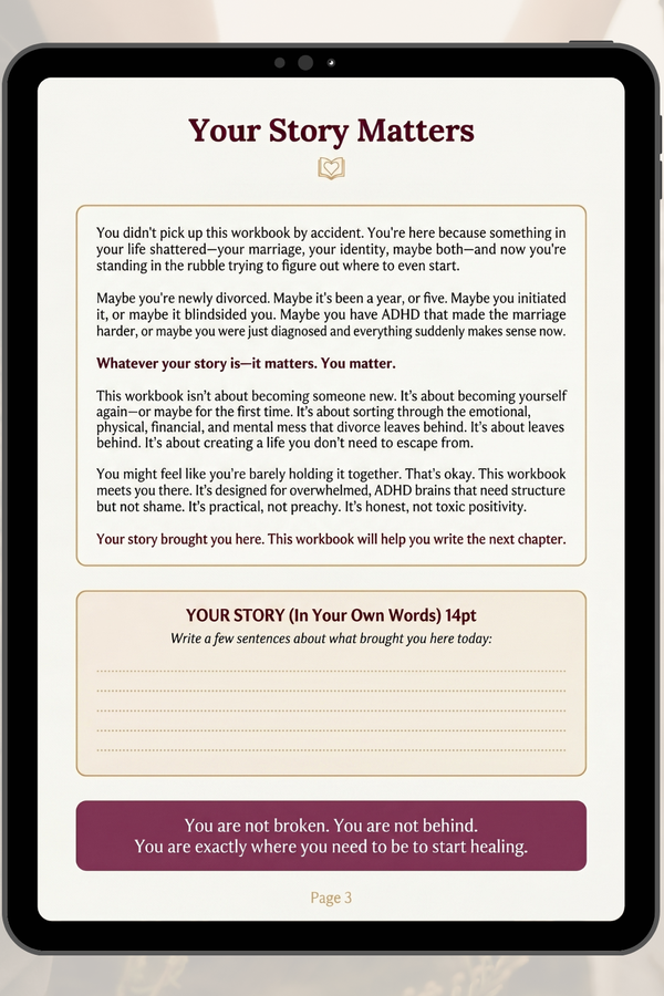 The Divorced Woman's 30-Day ADHD Reset Workbook: From Chaos to Calm After 40