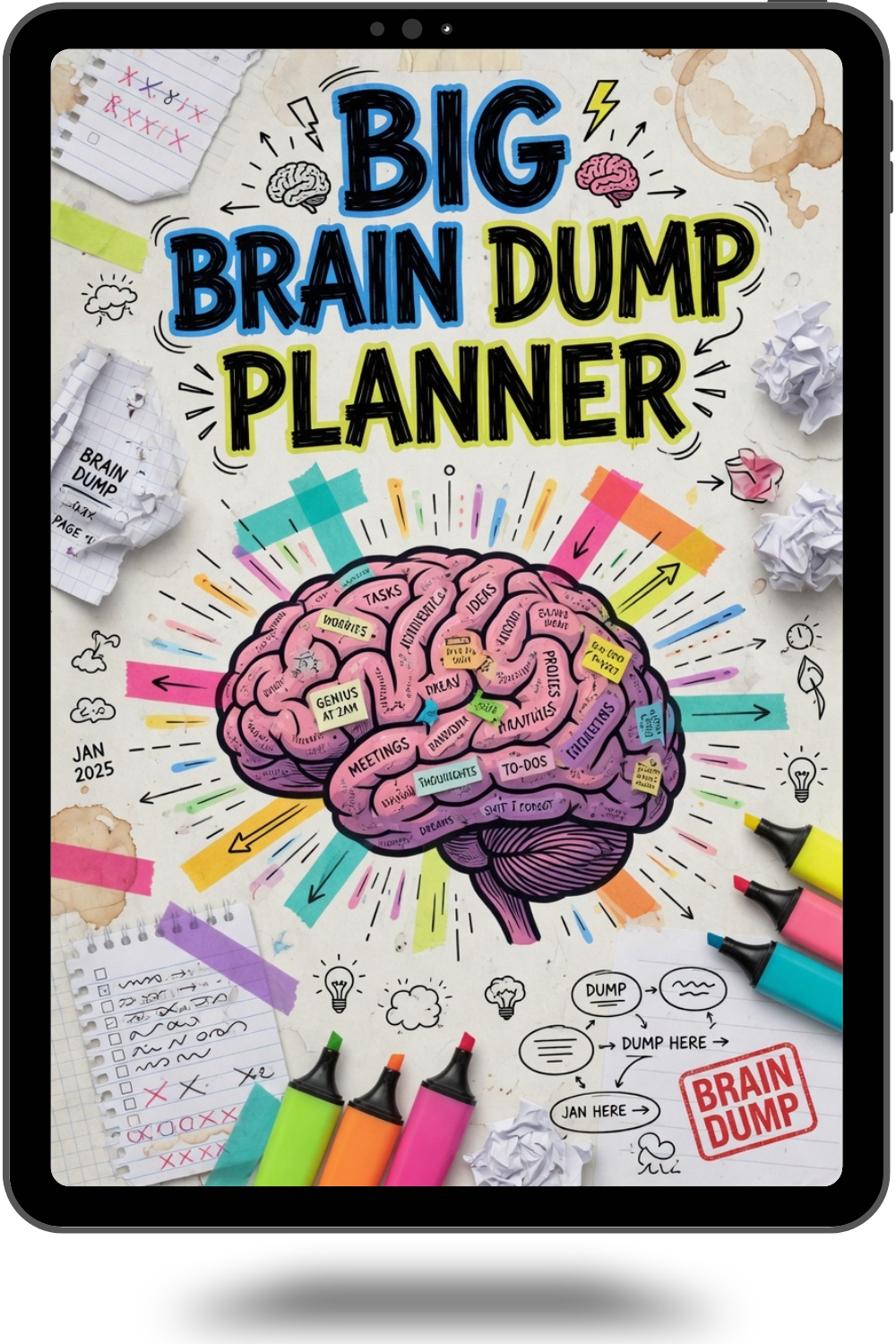 ADHD Brain Dump Printable + Thought Organizer (Instant Digital Download)